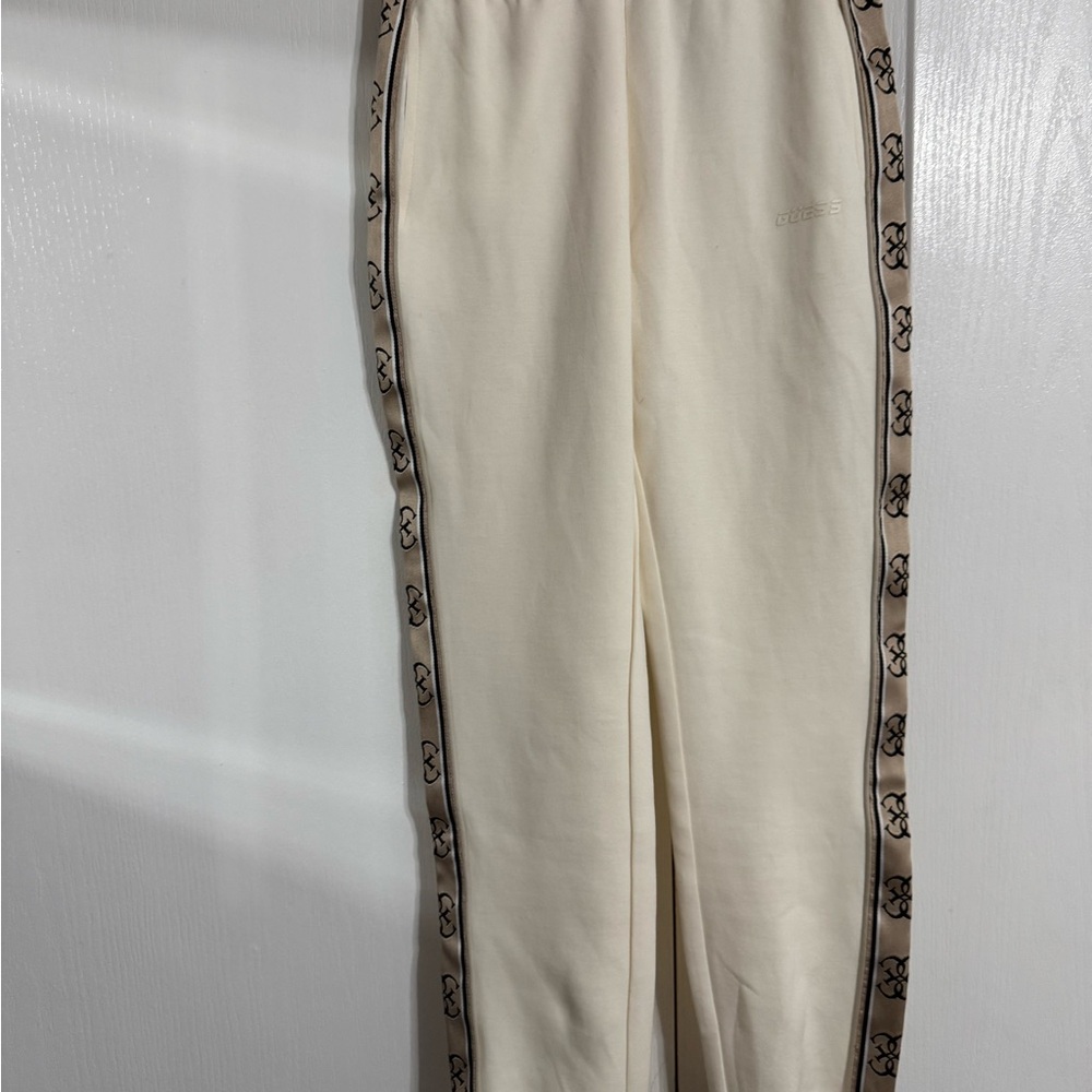Guess White Ribbed Joggers